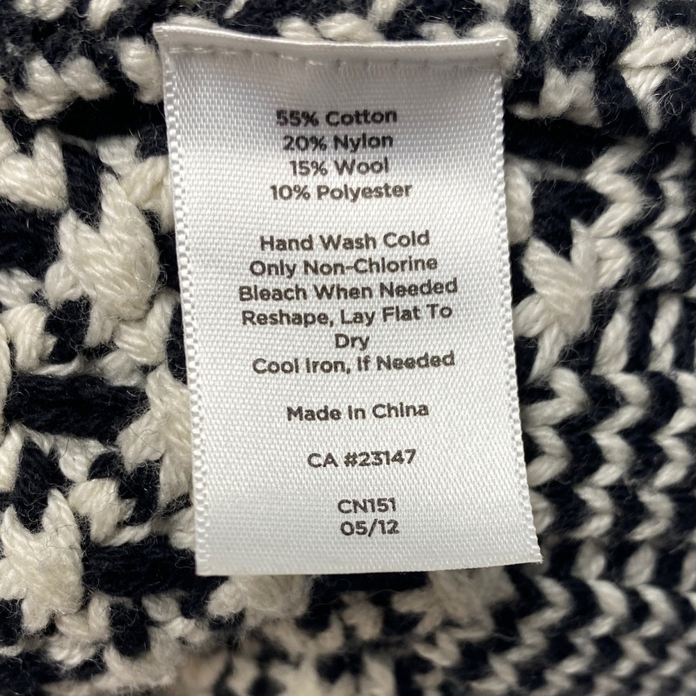 Talbots Cardigan | Open Front | Black White Textured Knit | Size S - Picture 9 of 11